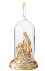 Load image into Gallery viewer, Christmas LED Glass Nativity &amp; Gold Cloche Ornament Set of 2
