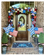 Load image into Gallery viewer, Americana: Large Plaid Blue Star and Small Plaid Red Star Metal Stakes
