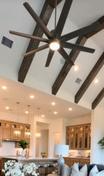 Load image into Gallery viewer, Aged Brass and Black Fleet Ceiling Fan - 72” or 56” DAMP Rated Fan Indoor or Outdoor
