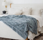 Load image into Gallery viewer, Luxurious Dusk Slate Blur Faux Fur Throw
