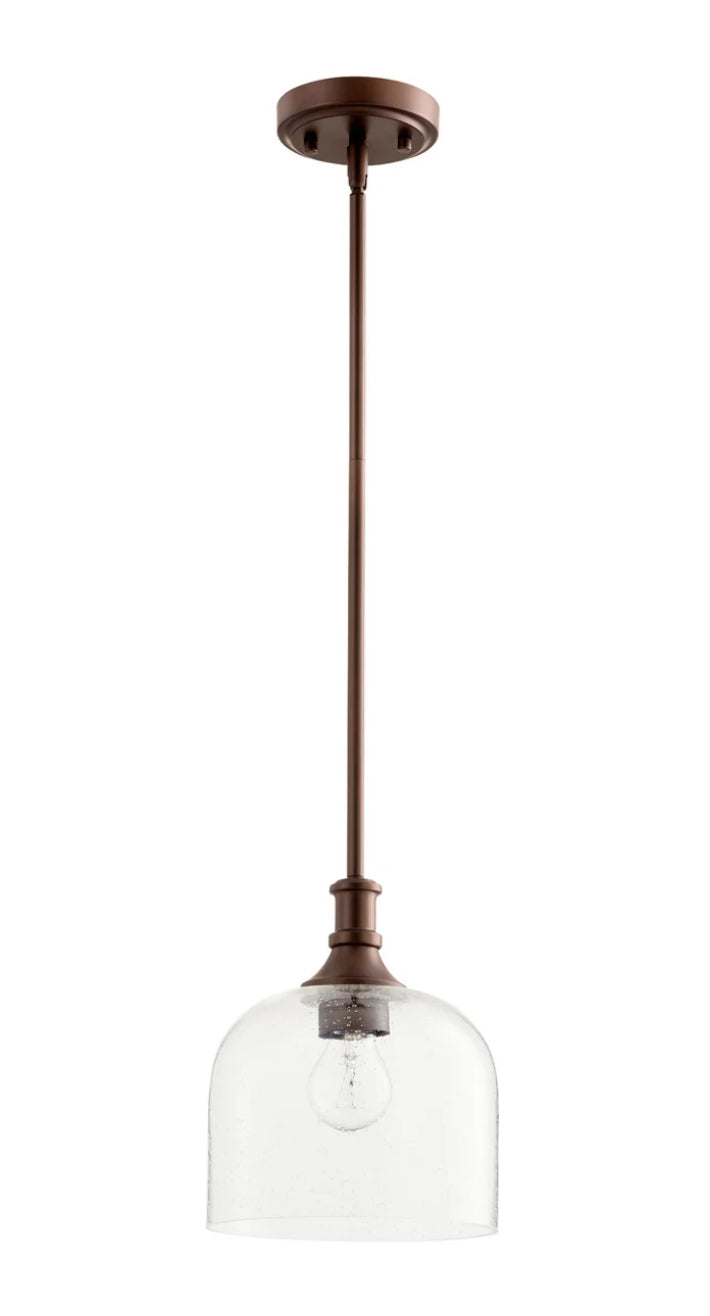 Pendant Oiled Bronze with Clear Seeded Glass