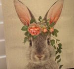 Load image into Gallery viewer, Embellished Floral Bunny Flag with Pink Flowers and Ivy Outdoor Flag Bow Included
