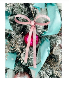 Christmas Pink Bow Metal Ornament