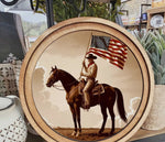Load image into Gallery viewer, Cowboy Patriotic Western Art with Wood Frame 8”x8”
