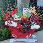 Load image into Gallery viewer, Red Sleigh Metal with Pocket for Arrangement Outdoor or Indoor
