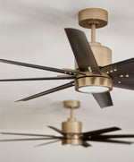 Load image into Gallery viewer, Aged Brass and Black Fleet Ceiling Fan - 72” or 56” DAMP Rated Fan Indoor or Outdoor

