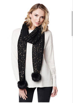 Load image into Gallery viewer, Glam Black &amp; Gold Knit Metallic Scarf with Matching Hat
