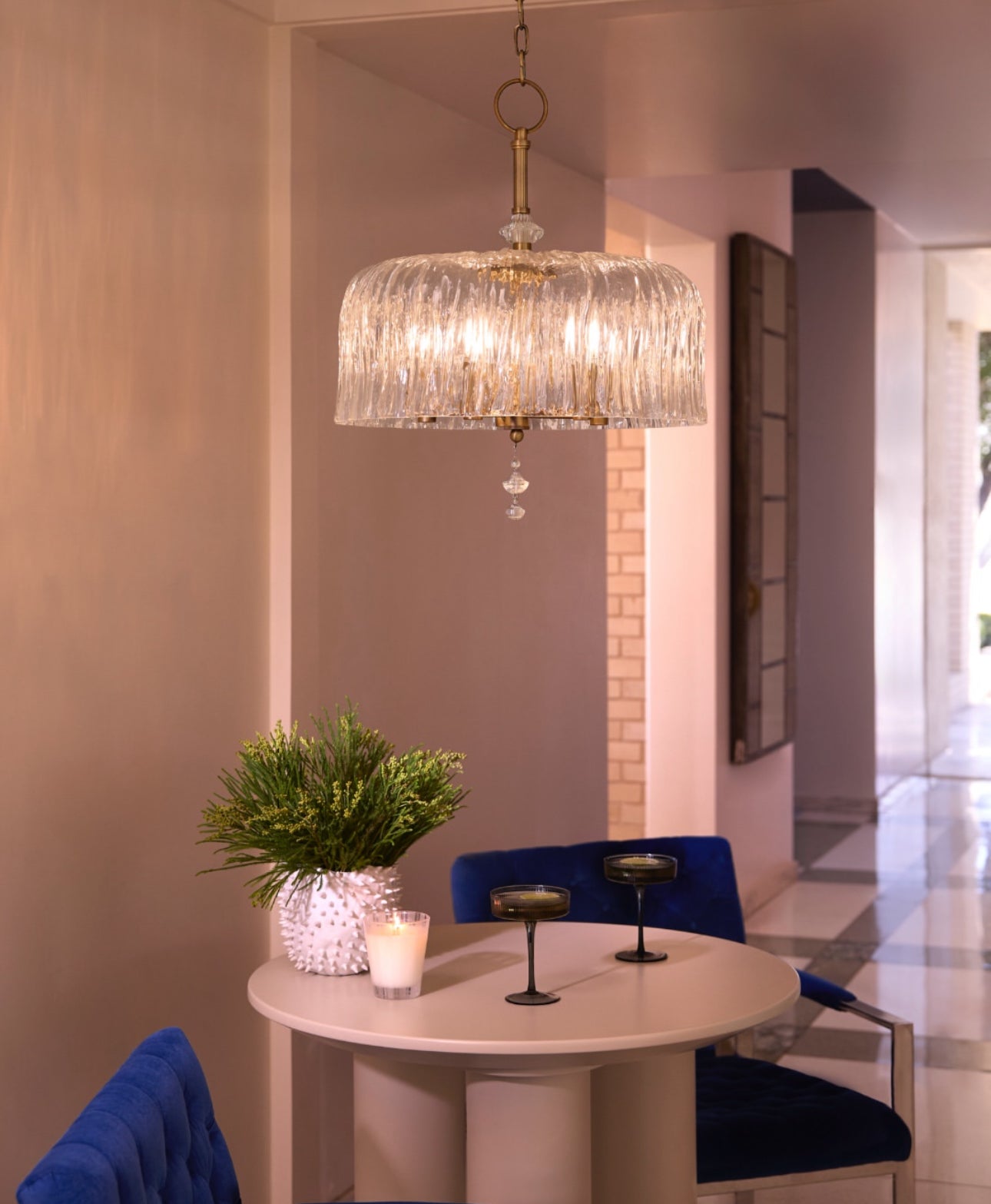 MERIAM 5-Light Pendant - Brushed Brass Quorum