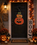 Load image into Gallery viewer, Halloween Door Hanger Stacked Jack O' Lanterns/Door Decor

