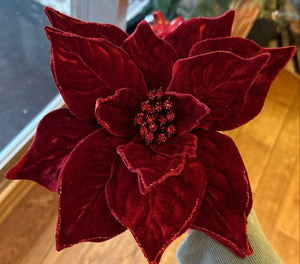 Burgundy Velvet Poinsettias Pack of 4