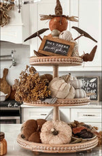 Load image into Gallery viewer, Farmhouse Beaded Wood 3-Tiered Tray
