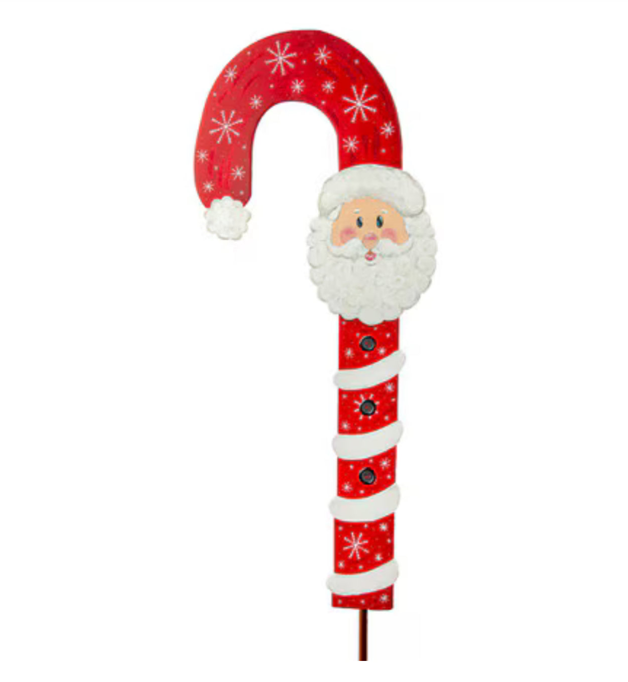 Large Set of 2 Santa Candy Cane Metal Stakes Outdoor or Indoor