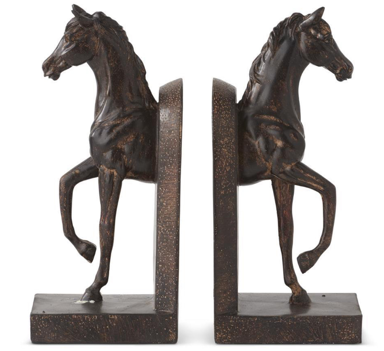 Horse Prancing Bronze Resin Bookends