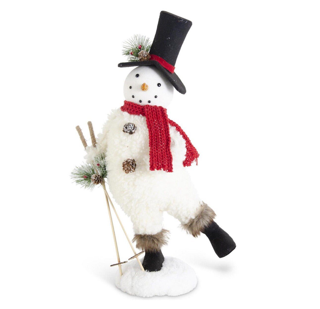 Set of 2 Sherpa Snowmen with Black Top Hats