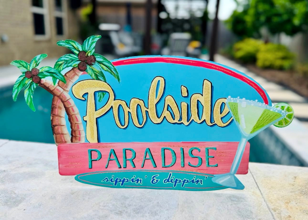 Poolside Paradise Metal Stake with Attached Easel