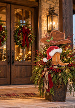 Load image into Gallery viewer, Cowboy Boot with Santa Hat Christmas Metal Stake
