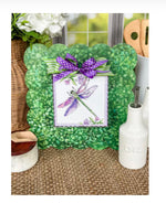 Load image into Gallery viewer, Purple Dragonfly Galvanized Framed Mini Print with Floral Accents
