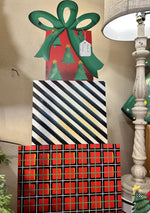 Load image into Gallery viewer, Red &amp; Green Packages Stacked Metal Stake Outdoor or Indoor
