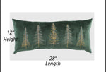 Load image into Gallery viewer, Emerald Green Velvet Pillow with Trees in Silver Gold

