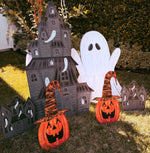 Load image into Gallery viewer, Halloween Large White Ghost Metal Stake Outdoor or Indoor
