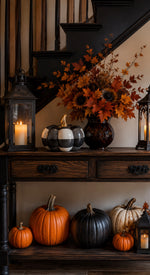 Load image into Gallery viewer, Ceramic Black &amp; White Check Pumpkin with Gold Stem
