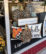 Load image into Gallery viewer, Small Tall Leopard Metal Stake Pumpkin Fall

