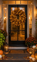 Load image into Gallery viewer, Golden Maple Leaf Wreath 30” – Luxe Fall Door
