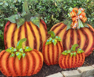 Large Orange Pumpkin with Easel and Stake