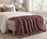 Load image into Gallery viewer, NEW! Dusty Mauve Rosewood Faux Fur Throw
