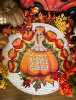 Load image into Gallery viewer, Bamboo Round White Turkey Rug Gobble Gobble
