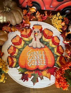 Bamboo Round White Turkey Rug Gobble Gobble