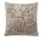 Load image into Gallery viewer, Fall Autumn Light Taupe, White and Gray Pumpkin Embroidered Pillow
