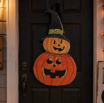Load image into Gallery viewer, Halloween Door Hanger Stacked Jack O' Lanterns/Door Decor
