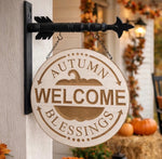Load image into Gallery viewer, Arrow Replacement Welcome Autumn Blessings Hanging Sign, Porch Sign, Farmhouse Style
