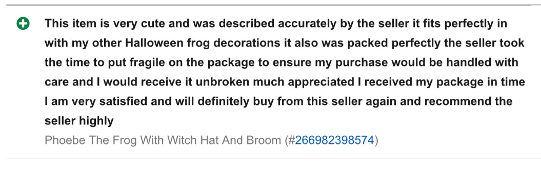 Phoebe the Frog with Black Witch Hat Spider and Holding Broom