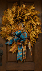 Load image into Gallery viewer, Golden Maple Leaf Wreath 30” – Luxe Fall Door
