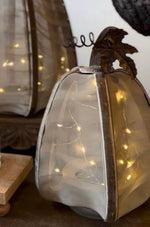 Load image into Gallery viewer, Mesh Metal Bronze, Gray and Wood Pumpkins

