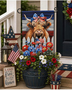 Load image into Gallery viewer, Cow American Patriotic Design Outdoor Flag
