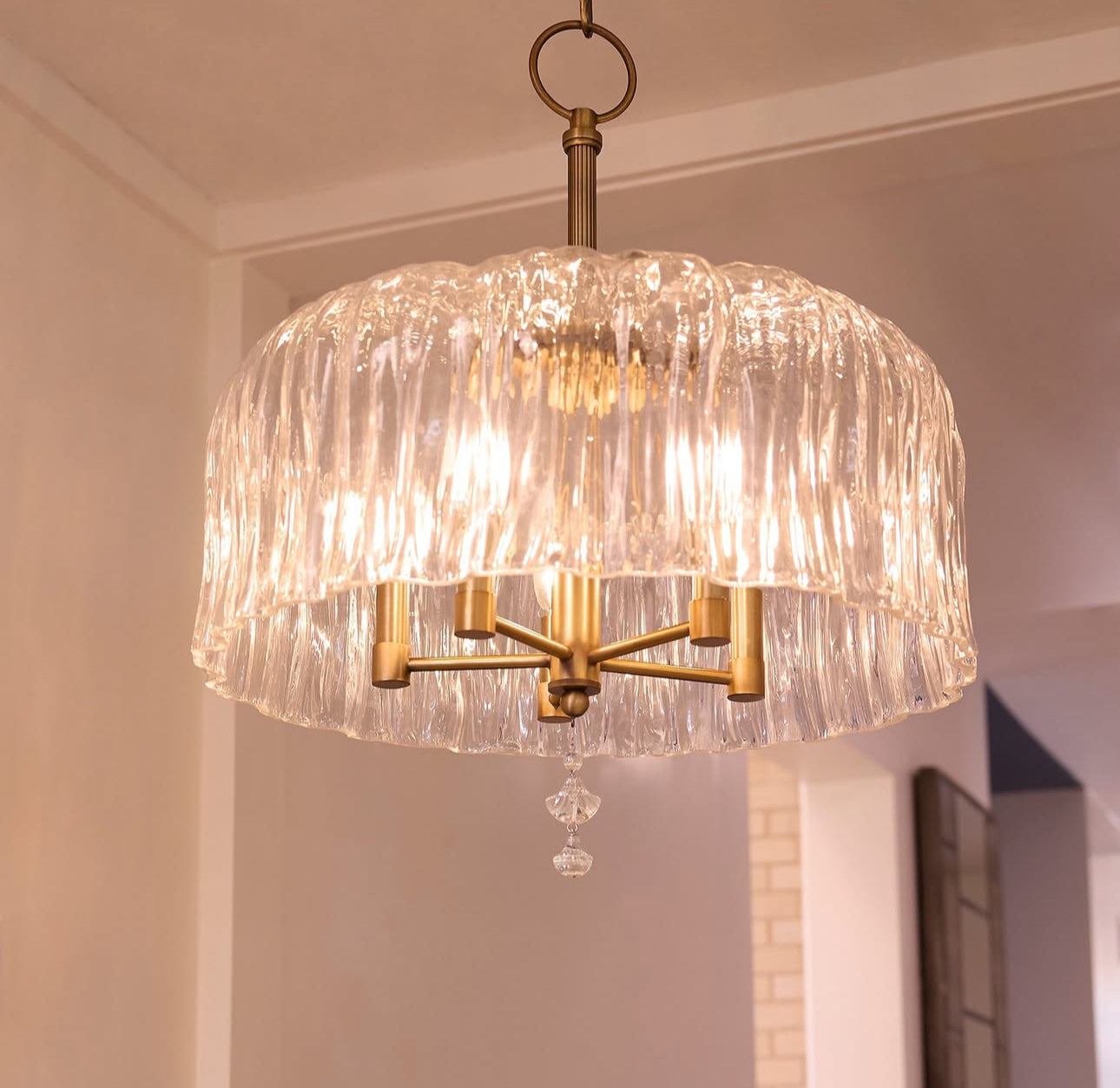 MERIAM 5-Light Pendant - Brushed Brass Quorum