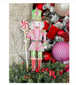 Load image into Gallery viewer, Pink, Green, &amp; RedNutcracker Metal Stake Outdoor or Indoor
