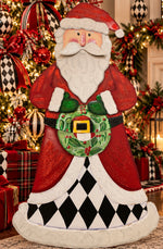Load image into Gallery viewer, Large Santa Claus with Black &amp; White Harlequin Pattern with attached easel Christmas
