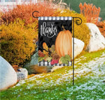 Load image into Gallery viewer, Give Thanks Flag Small Black White Check Outdoor
