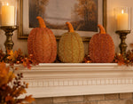 Load image into Gallery viewer, Sparkling Orange Pumpkins Set of 3 Large Metal with Attached Easels
