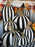 Load image into Gallery viewer, Small Short Black &amp; White Striped Pumpkin Yard Sign
