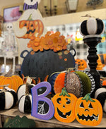 Load image into Gallery viewer, BOO Jack-o-Lantern Metal Stake with Easel in Purple
