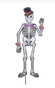 Large Tuxedo Skeleton Halloween Metal Outdoor Stake or Hang