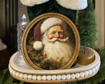 Load image into Gallery viewer, Arch Top Wooden Classic Santa Art in Burgundy or Round Wood Frame
