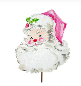 Pink Santa Metal Outdoor/Indoor Stake Christmas