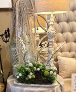 Load image into Gallery viewer, White French Country Tall Cream Linen Shade Lamp 40”h
