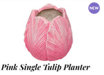 Load image into Gallery viewer, Blooming Pink Peonies in Tulip Planter Outdoor Indoor Ceramic Container
